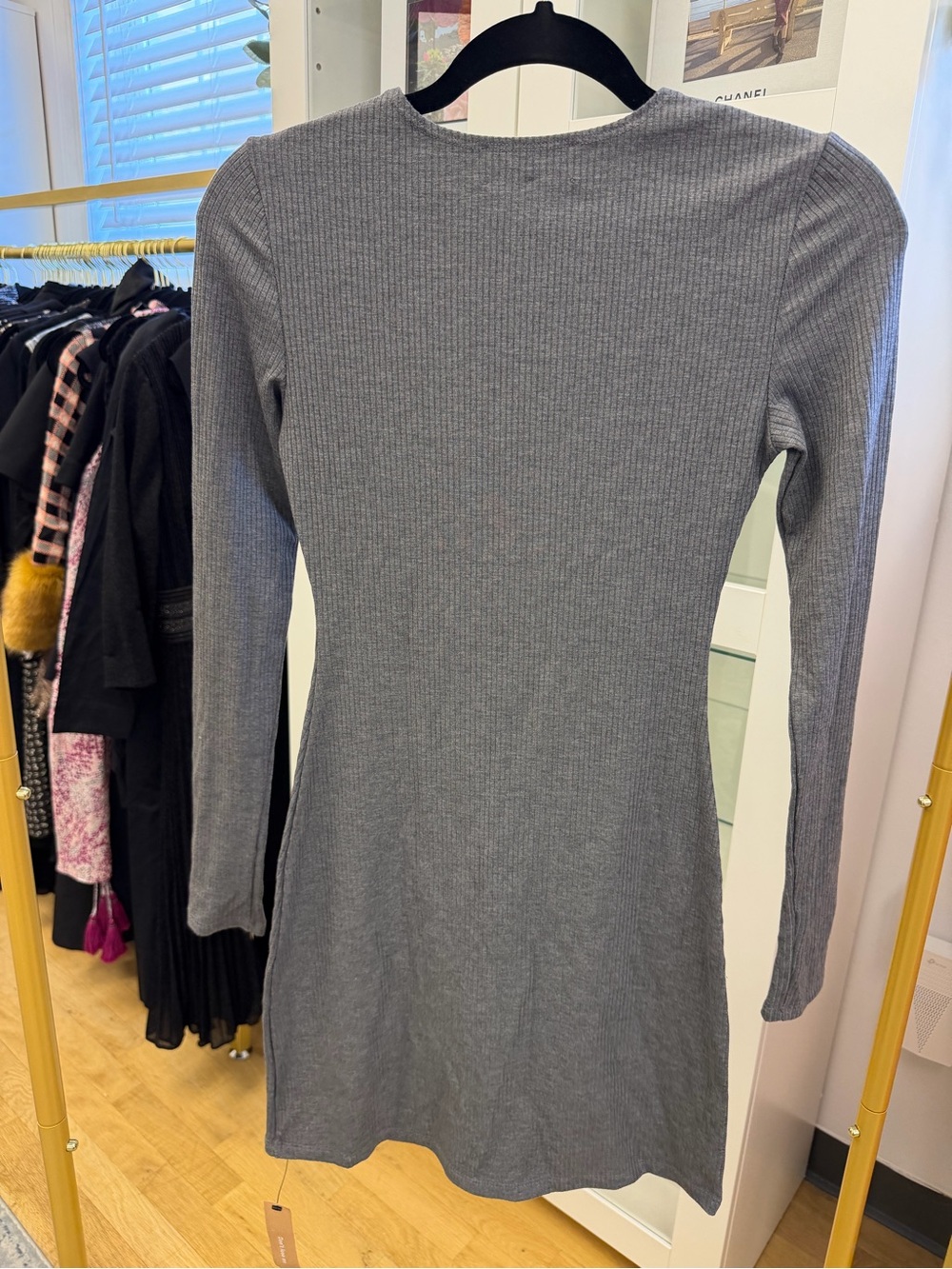 Reformation Kylie Long-Sleeve Ribbed Slate Grey Smoke Dress Sz XS NWT's - Picture 12 of 12